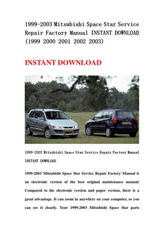 download MITSUBISHI SPACE STAR workshop manual