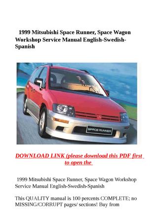 download MITSUBISHI SPACE WAGON RUNNER workshop manual