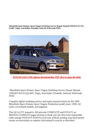 download MITSUBISHI SPACE WAGON SPACE RUNNER workshop manual