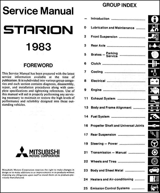 download MITSUBISHI STARION JD workshop manual