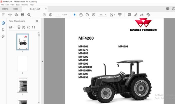 download Massey Ferguson MF4200 tractor workshop manual