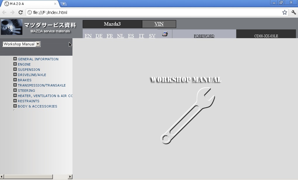 download Mazda 3 EN DE FR NL ES IT SV workshop manual