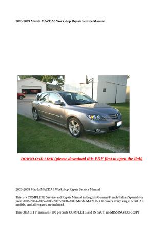 download Mazda 3 EN DE FR NL ES IT SV workshop manual