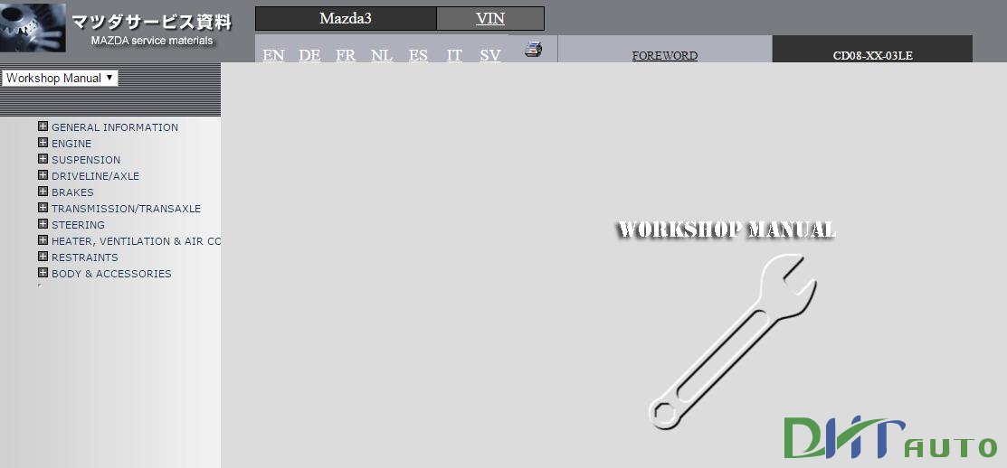 download Mazda 3 EN DE FR NL ES IT SV workshop manual