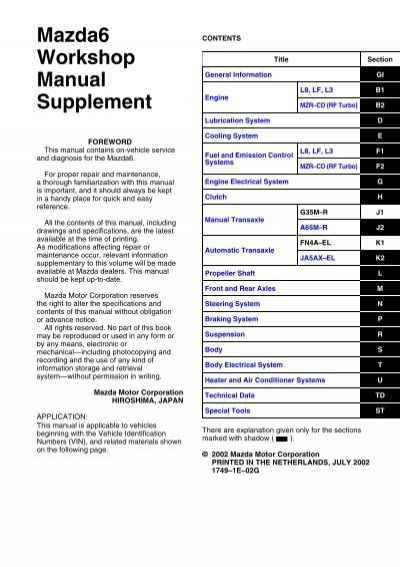 download Mazda 626 JMZ GF workshop manual