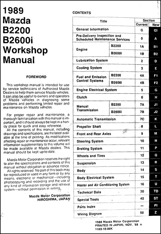 download Mazda B2200 B2600 workshop manual