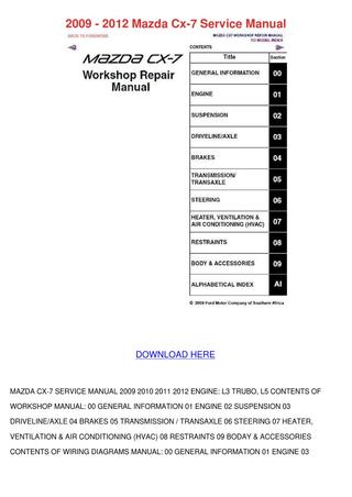 download Mazda CX 7 workshop manual