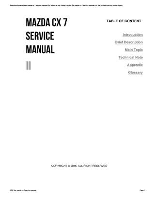 download Mazda CX 7 workshop manual