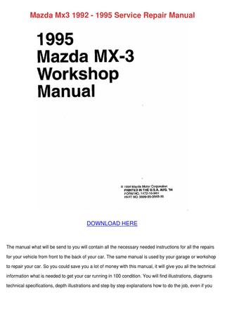 download Mazda MX 3 MX3 FSM Contains Everything You Will Need To Maintain Y workshop manual