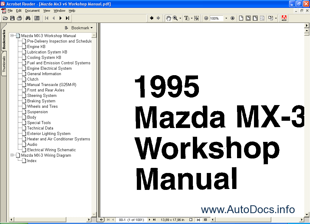 download Mazda MX 3 MX3 workshop manual