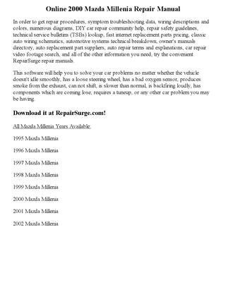 download Mazda Millenia workshop manual