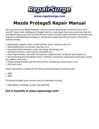 download Mazda Protege able workshop manual