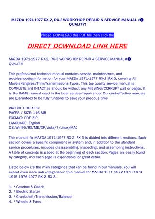 download Mazda RX 2 RX 3 workshop manual