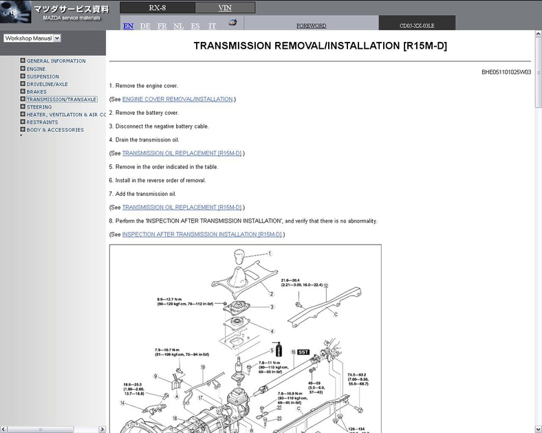 download Mazda RX 8 workshop manual