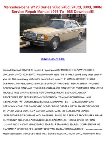 download Mercedes Benz 200D 240D 240TD 300D 300TD able workshop manual