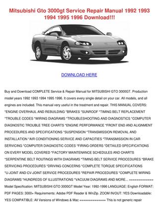 download Mitsubishi 3000GT workshop manual