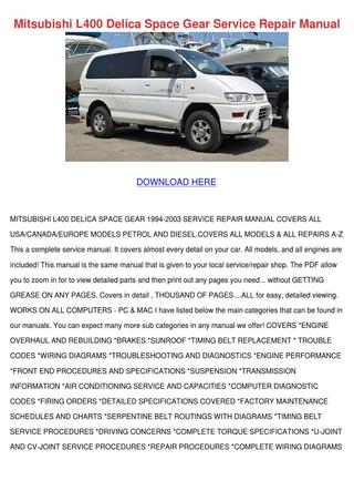 download Mitsubishi Delica L400    with 95 99 workshop manual