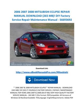 download Mitsubishi Eclipse Manual workshop manual