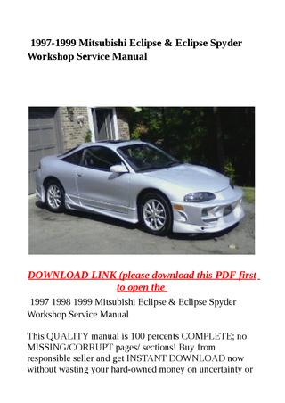 download Mitsubishi Eclipse Spyder to workshop manual