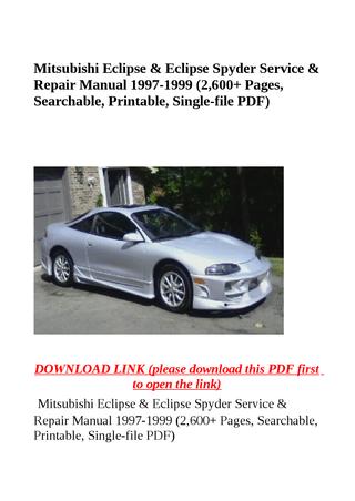 download Mitsubishi Eclipse Spyder workshop manual