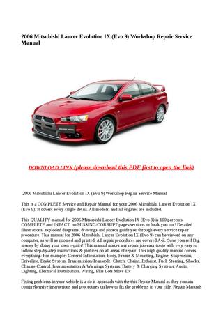 download Mitsubishi Evolution IX 9 workshop manual