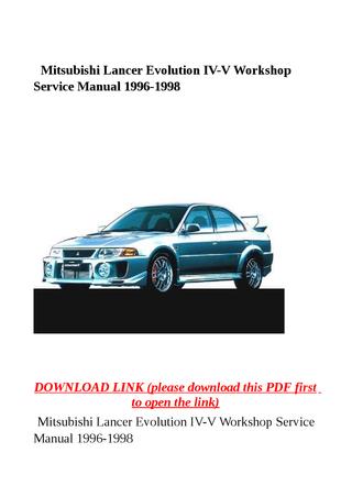 download Mitsubishi Evolution V workshop manual