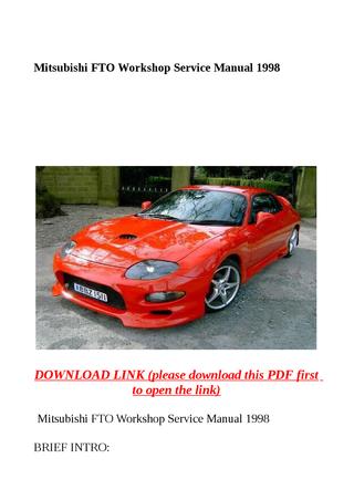 download Mitsubishi FTO workshop manual