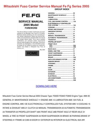 download Mitsubishi Fuso Canter FE FG workshop manual