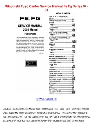 download Mitsubishi Fuso Canter FE FG workshop manual