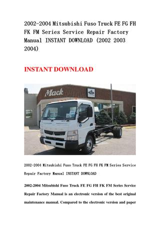 download Mitsubishi Fuso Truck FK FM workshop manual