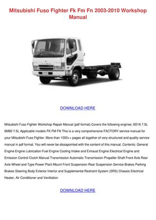 download Mitsubishi Fuso Truck FK FM workshop manual