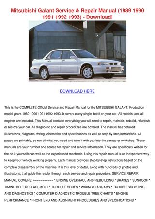 download Mitsubishi Galant workshop manual