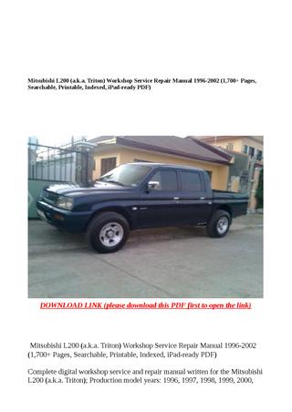 download Mitsubishi L200 aka Triton Truck workshop manual