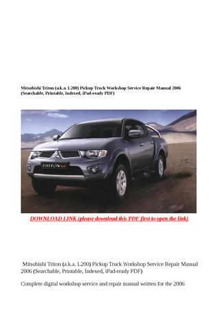 download Mitsubishi L200 aka Triton Truck workshop manual