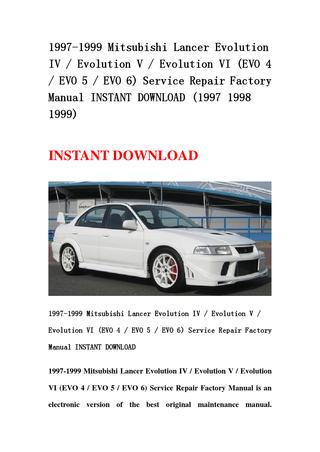 download Mitsubishi Lancer Evolution 4 5 EVO IV V workshop manual