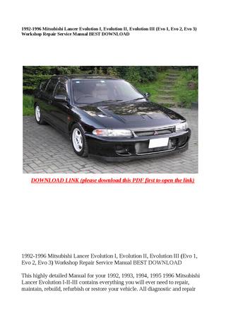 download Mitsubishi Lancer Evolution 7 Dow able workshop manual