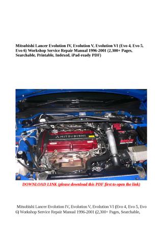 download Mitsubishi Lancer Evolution IV Evolution V Evolution VI EVO 4 EVO 5 EVO 6 workshop manual