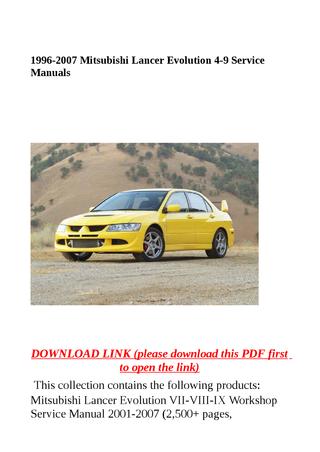 download Mitsubishi Lancer Evolution VIII IV FREE PREVIEW workshop manual