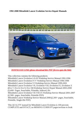 download Mitsubishi Lancer Evolution workshop manual