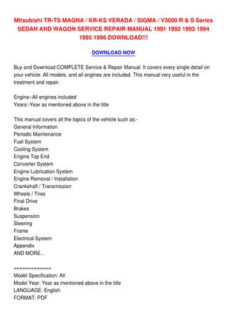 download Mitsubishi Magna TR TS workshop manual