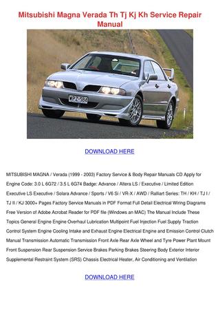 download Mitsubishi Magna Verada Diamante TH KH TJ KJ Ralliart Magna TJ Series workshop manual