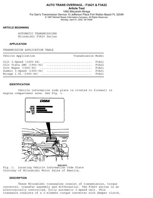 download Mitsubishi Mirage Sevice workshop manual