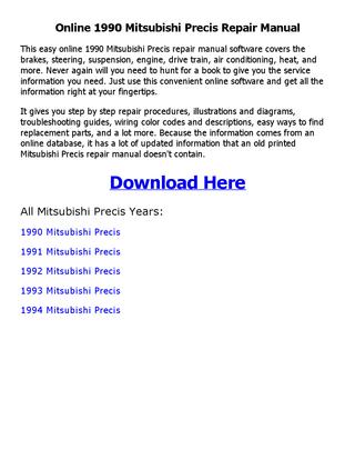 download Mitsubishi Precis workshop manual