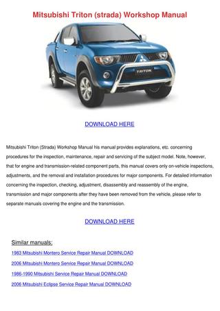 download Mitsubishi Triton Strada workshop manual