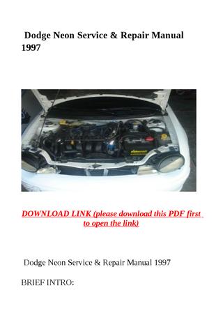 download Neon PL Chrysler Manuals workshop manual