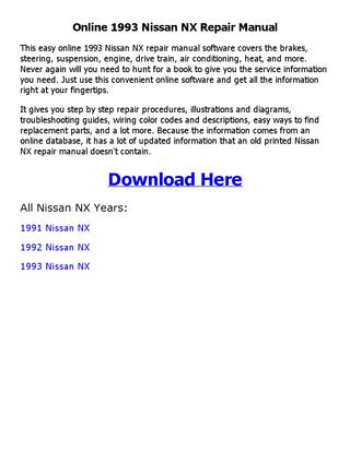 download Nissan NX workshop manual