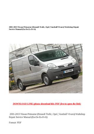 download Nissan Primastar Renault Trafic Opel Vivaro workshop manual