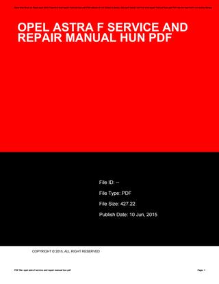 download OPEL ASTRA F workshop manual