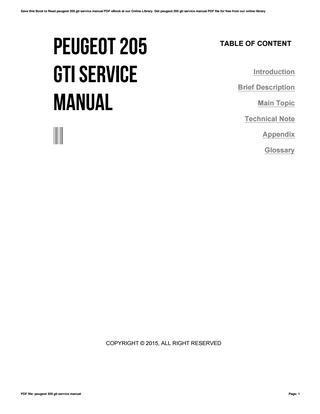 download PEUGEOT 205 GTI workshop manual