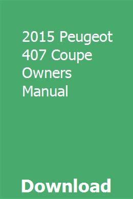 download PEUGEOT 407 COUPE workshop manual